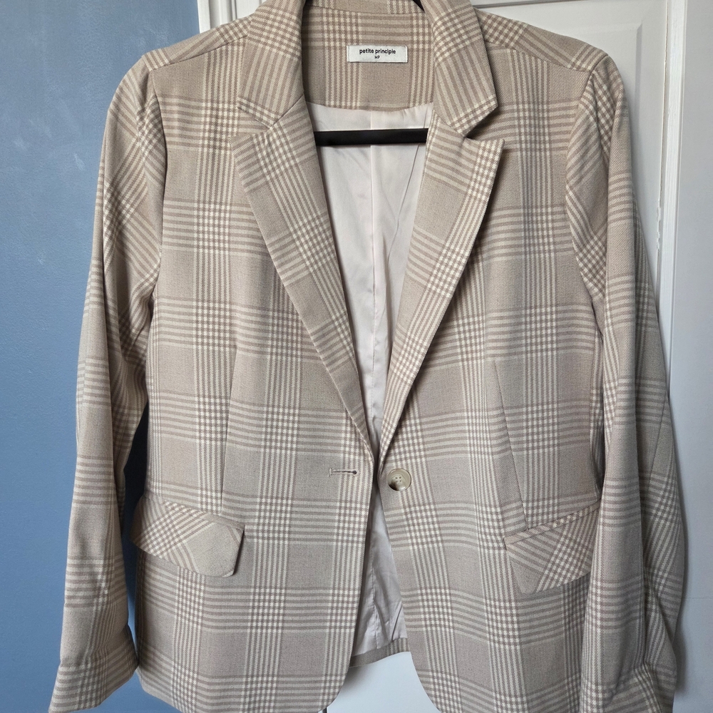 Plaid Beige Blazer by